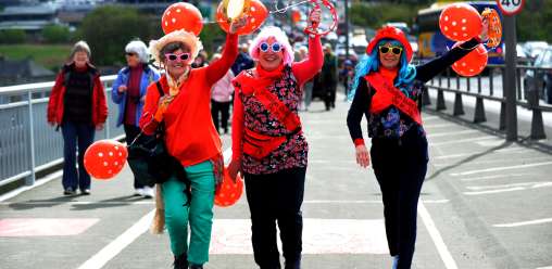 Forth Bridge Cross walkers in fancy dress