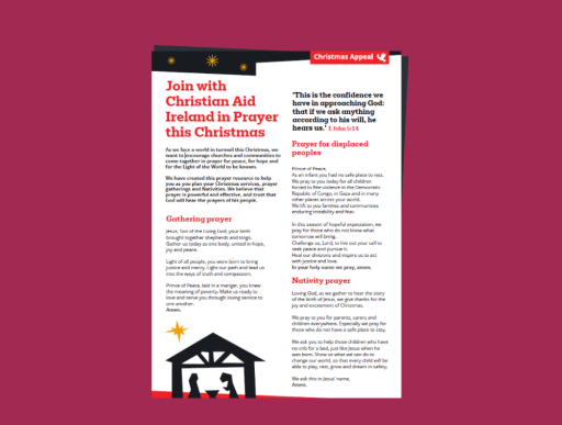 Text of prayer pack on plum background